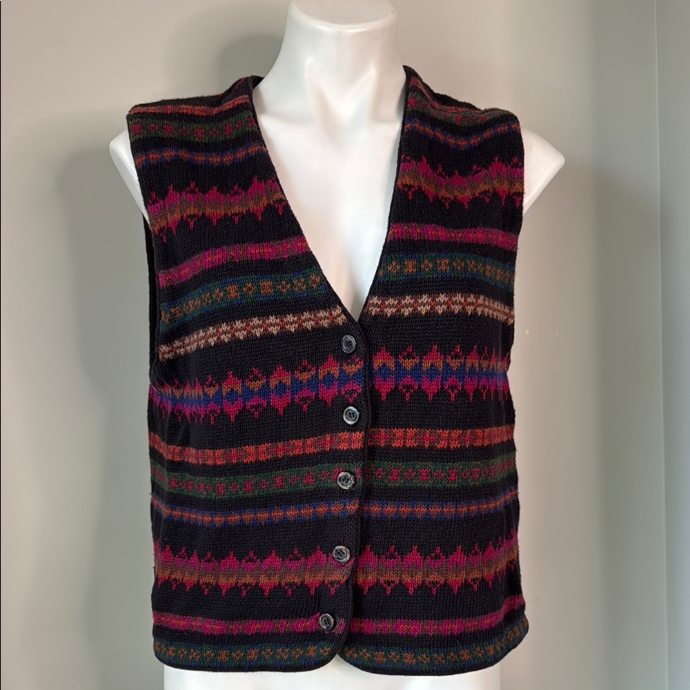 Vintage Erika Classics Cotton Knit Vest Large